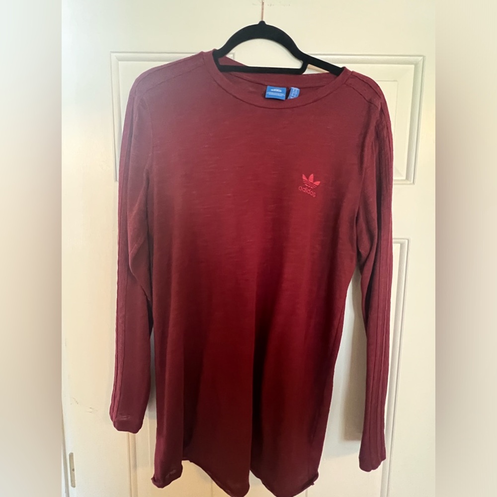 Maroon long sleeve adidas top